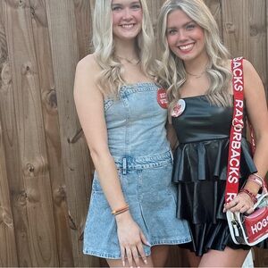 zara strapless denim dress